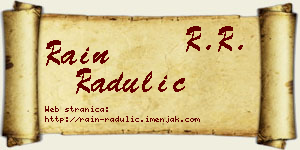 Rain Radulić vizit kartica